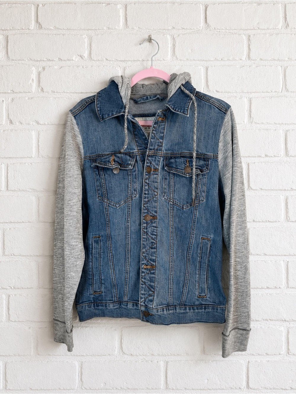 Hollister California men’s hybrid denim hoodie trucker jean jacket jacket